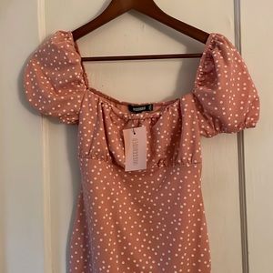 Pink polka dot dress